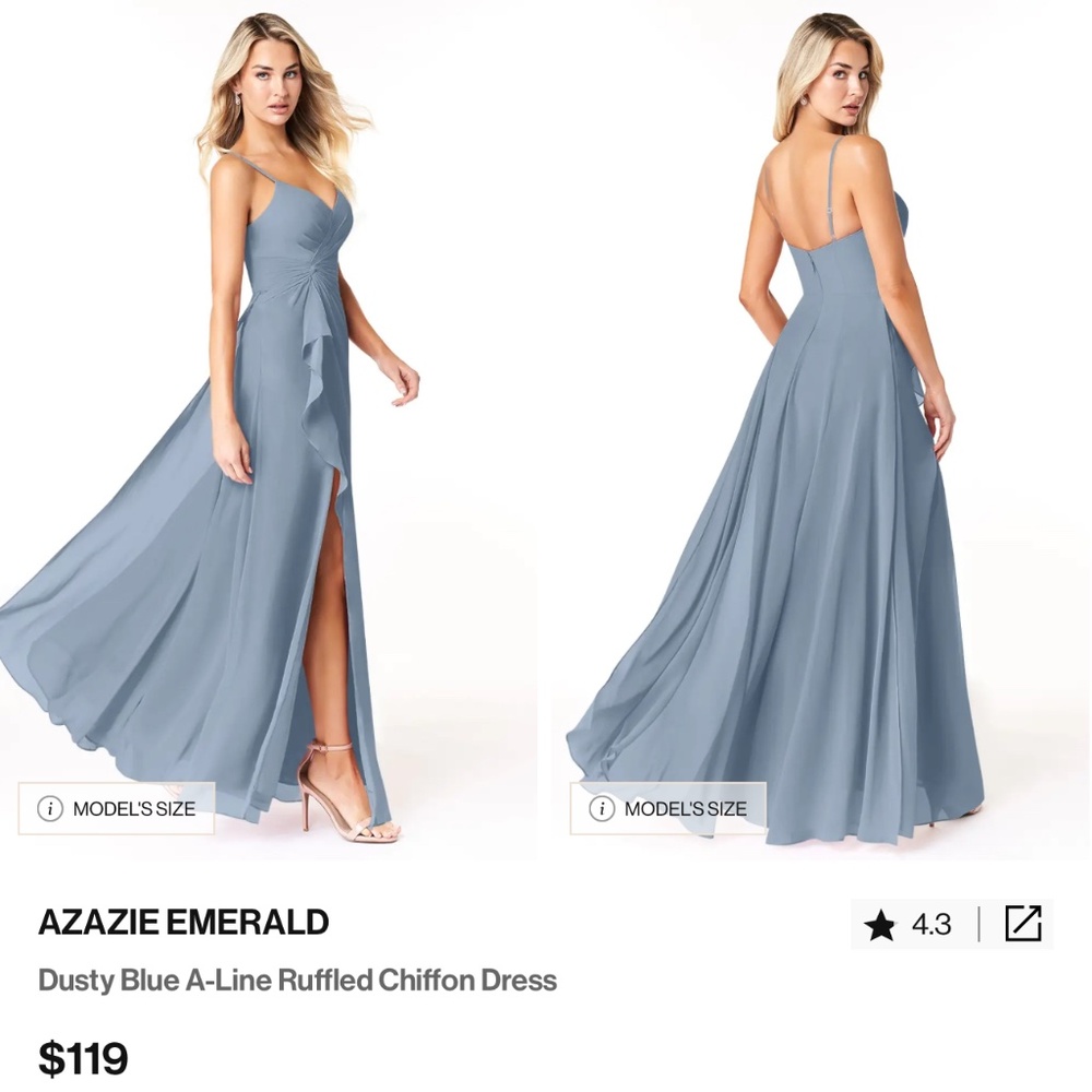 Azazie Emerald Dusty Blue bridesmaid dress